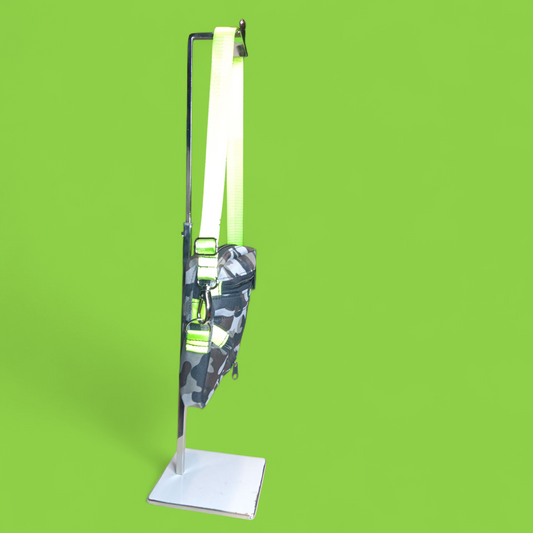 Camo 8x8 Cross body bag with lime green straps